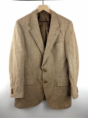 Vintage Jean Paul Germain Tweed Herringbone 100% Wool Jacket Blazer 42 Long
